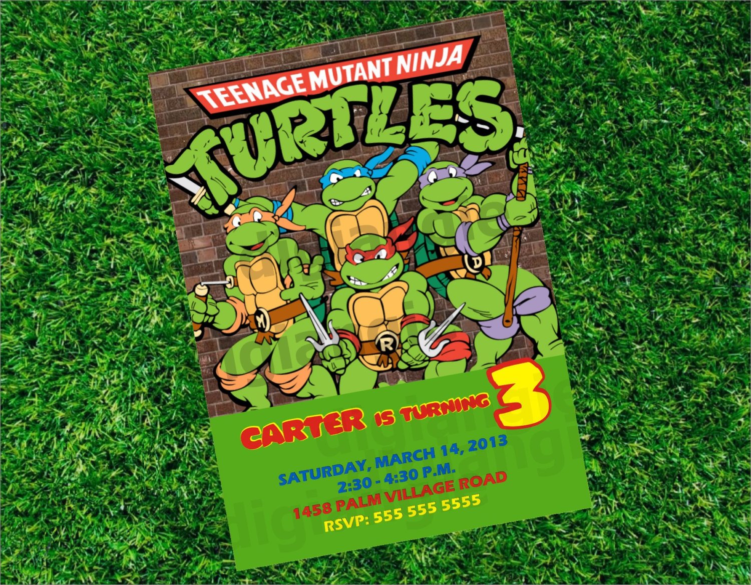 Ninja Turtle Birthday Party Invitations Drevio Invitations Design