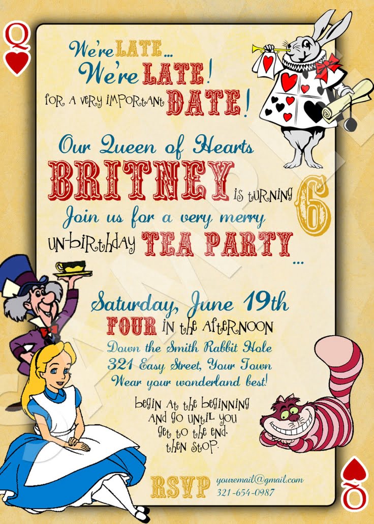 Alice In Wonderland Birthday Invitations Download Hundreds FREE 