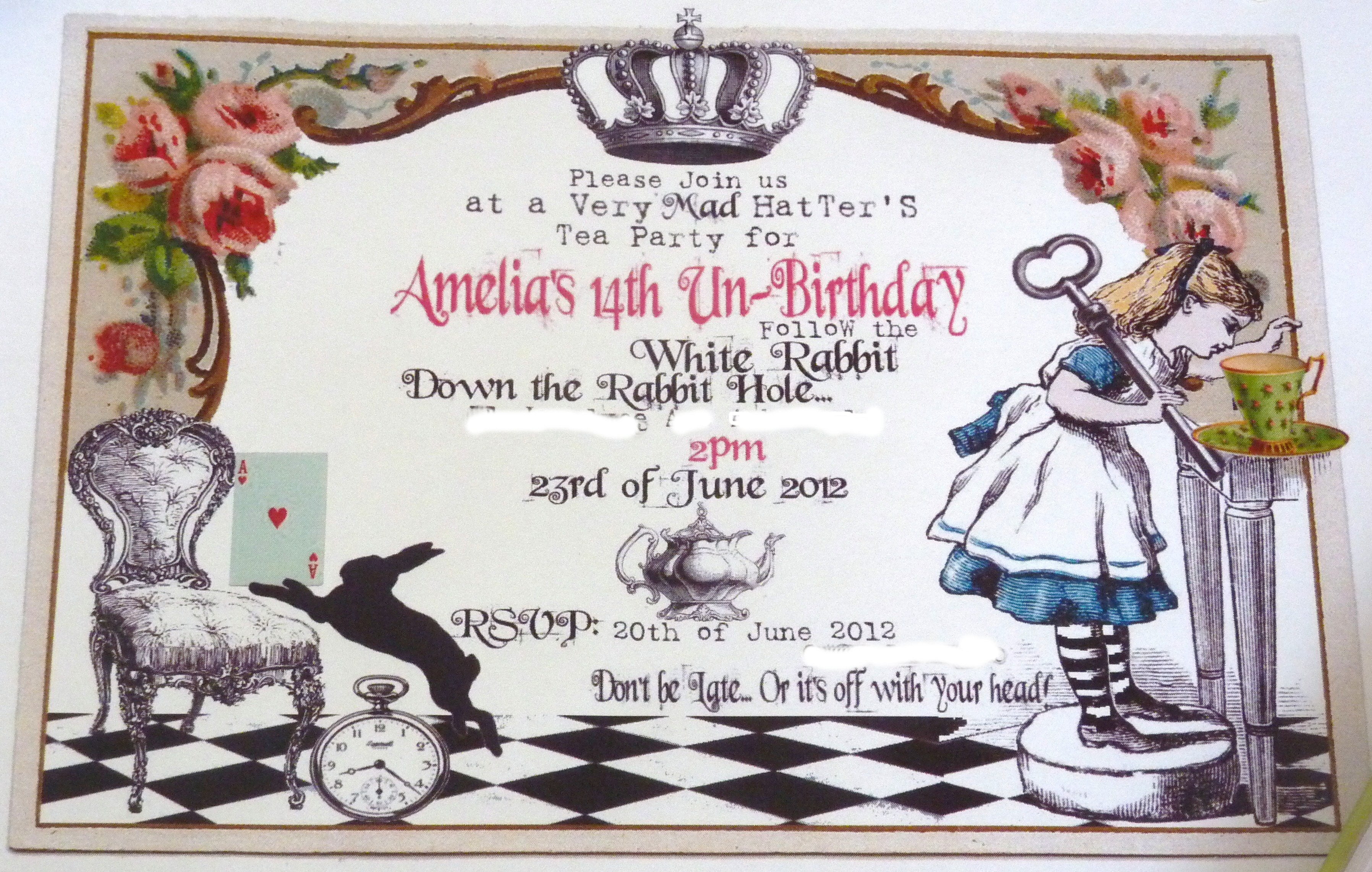 Alice In Wonderland Birthday Invitations Download Hundreds FREE PRINTABLE Birthday Invitation