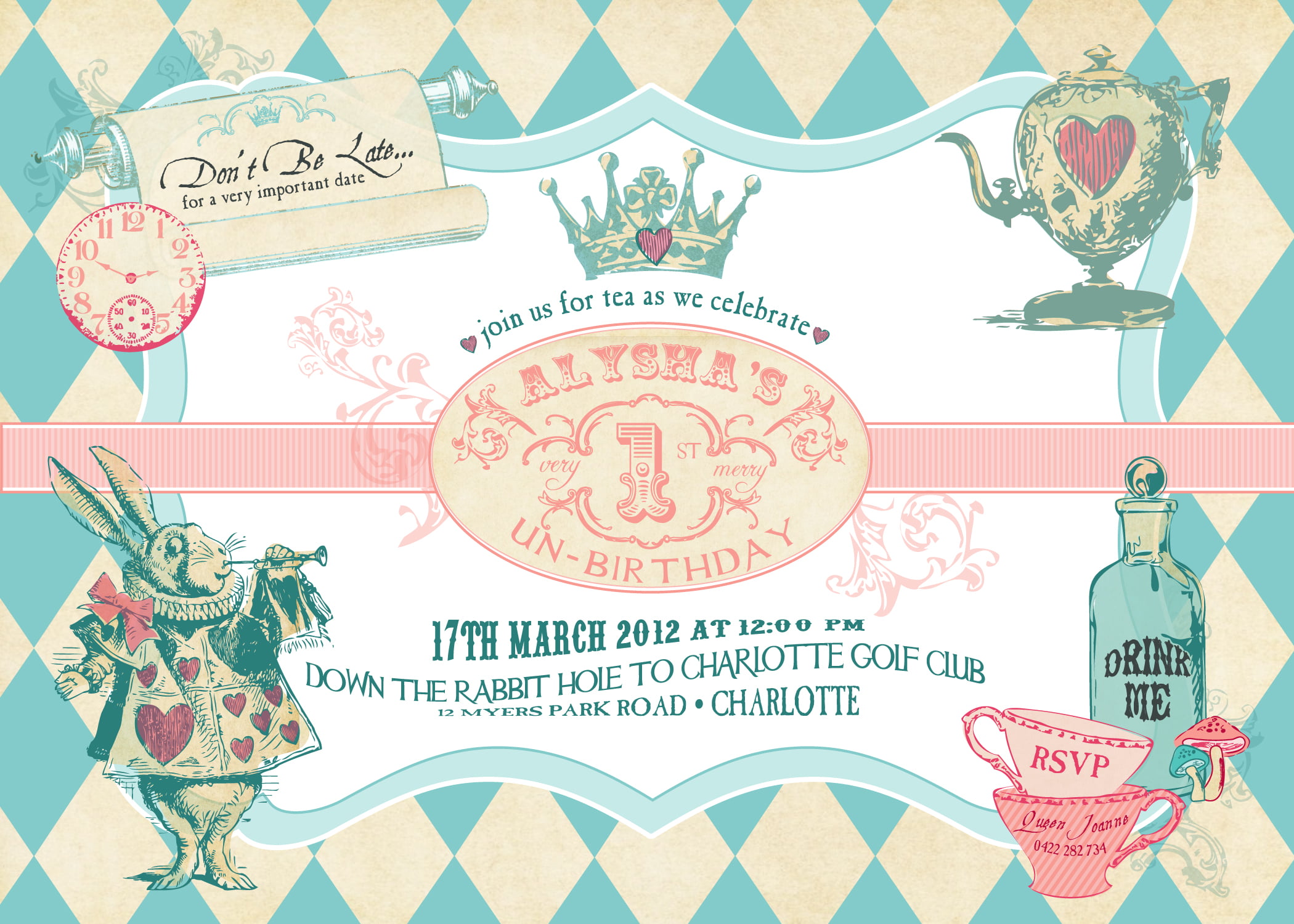 Alice In Wonderland Birthday Invitations Download Hundreds FREE PRINTABLE Birthday Invitation
