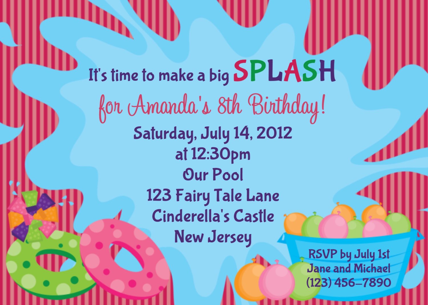 Downloadable Free Printable Pool Party Invitations Templates FREE