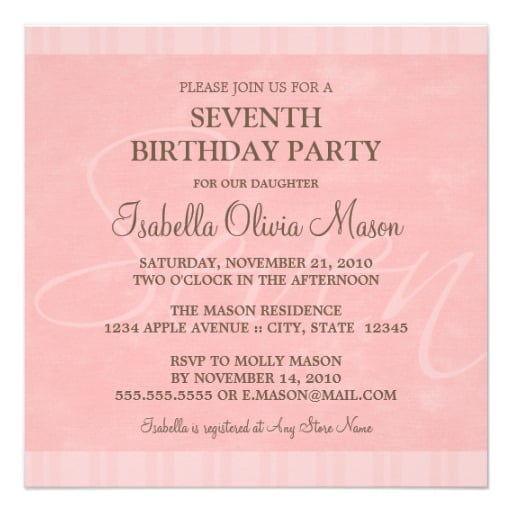 7th Birthday Party Invitation Wording Drevio Invitations Design