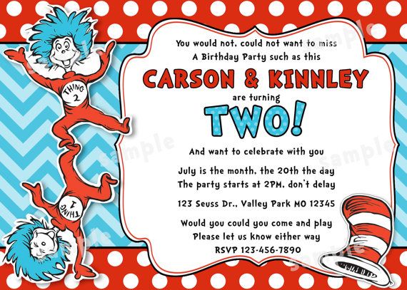 Thing 1 And Thing 2 Birthday Party Invitations Drevio Invitations Design