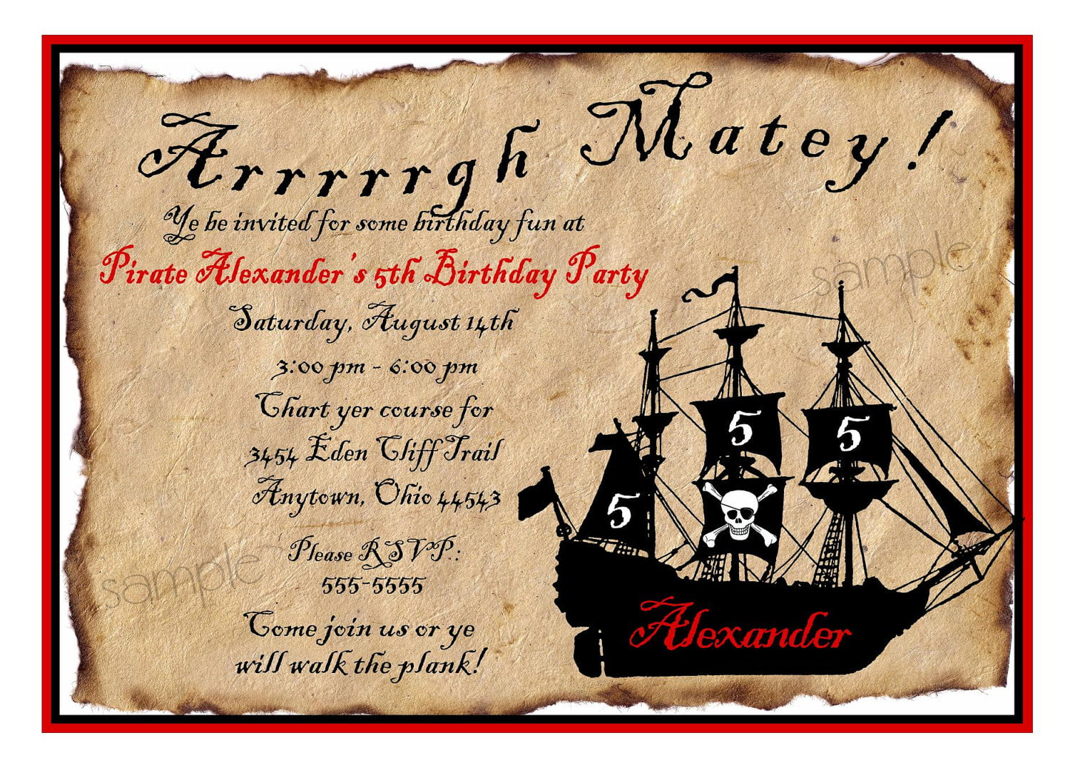 Pirate Birthday Party Invitations Wording | Download Hundreds FREE