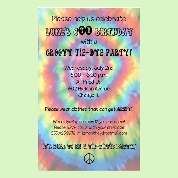 FREE Printable Tie Dye Birthday Party Invitations Template Drevio 