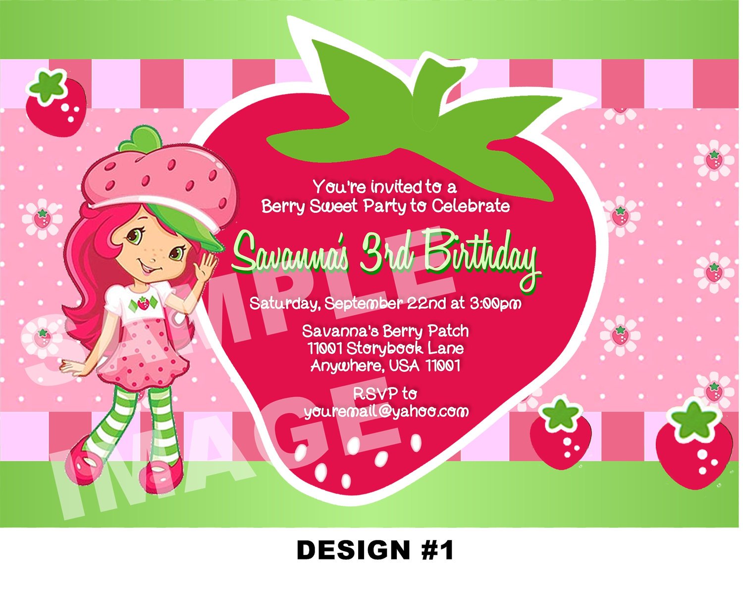 FREE Printable Strawberry Shortcake Birthday Party Invitations