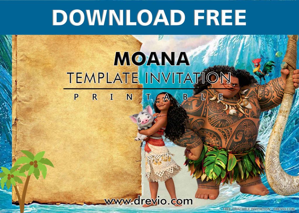 FREE PRINTABLE The Brave Moana Birthday Invitation Templates