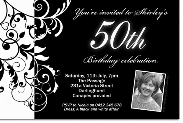 Free Black And White Birthday Invitations Design | FREE ...