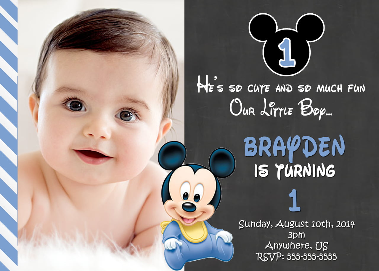 FREE Printable Mickey Mouse 1st Birthday Invitations Template | FREE