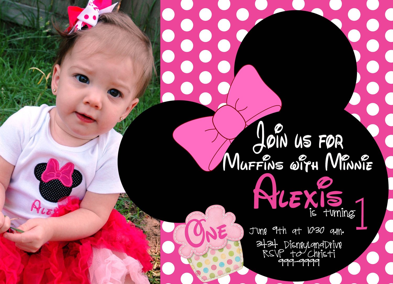 FREE Minnie Mouse First Birthday Invitations Printable Download 