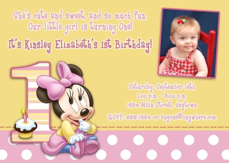 Free Download Minnie Mouse 1st Birthday Invitations Template Free