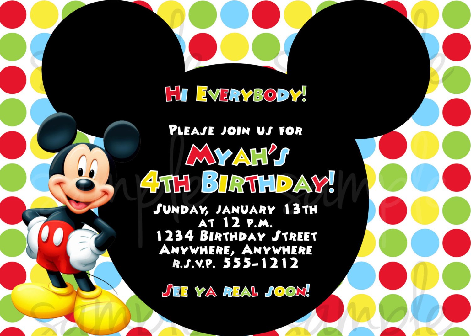 FREE Mickey Mouse First Birthday Invitations Template | Download ...