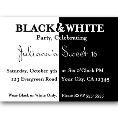 Black White Party Invitation Wording 10