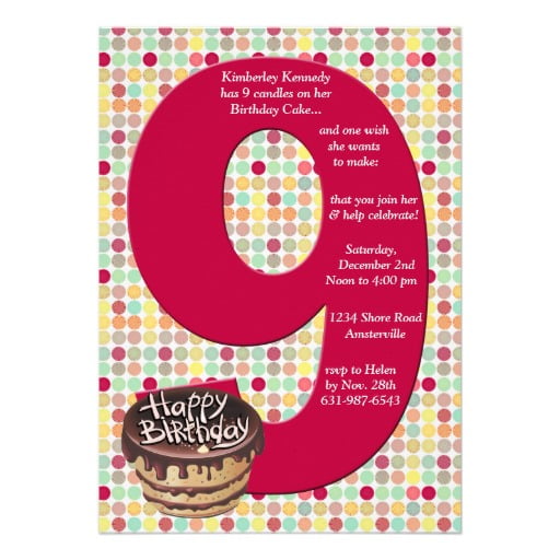 9 Years Old Birthday Invitations Wording FREE Invitation Templates 