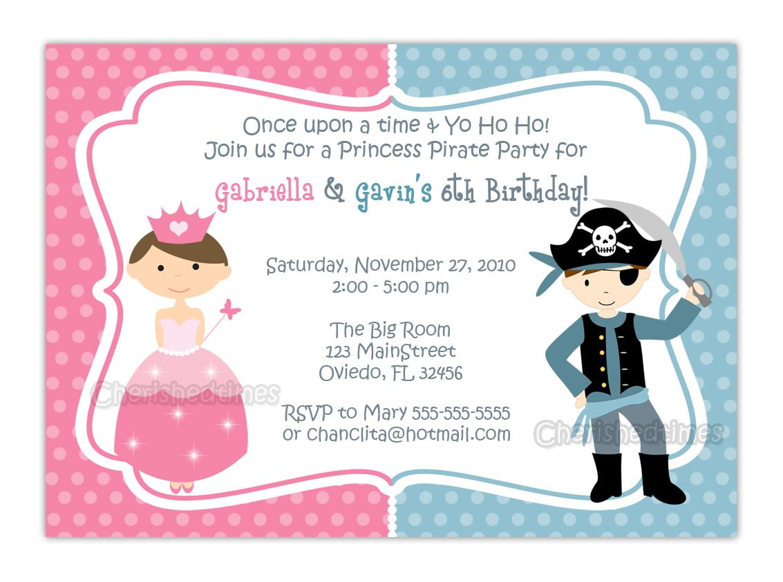 Printable Princess And Pirate Party Invitations 4