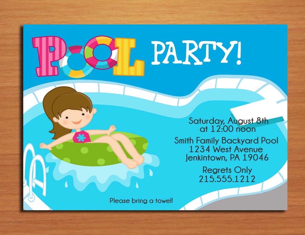 Free Printable Birthday Pool Party Invitations FREE Invitation Templates Drevio