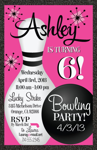 Free Printable Bowling Birthday Party Invitations 1