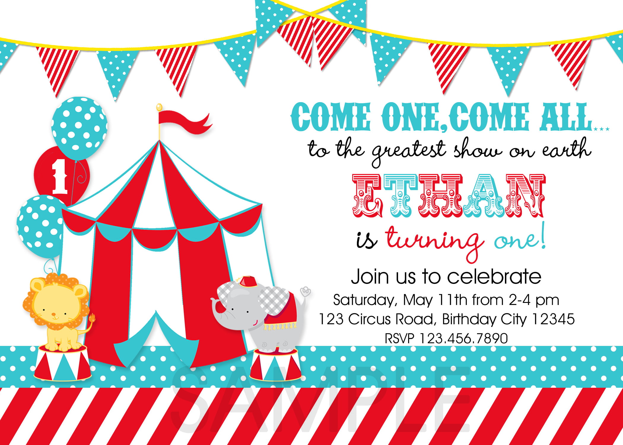 FREE Printable Circus Themed Birthday Party Invitations FREE 