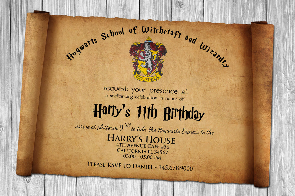 Harry Potter Birthday Invitations Printable