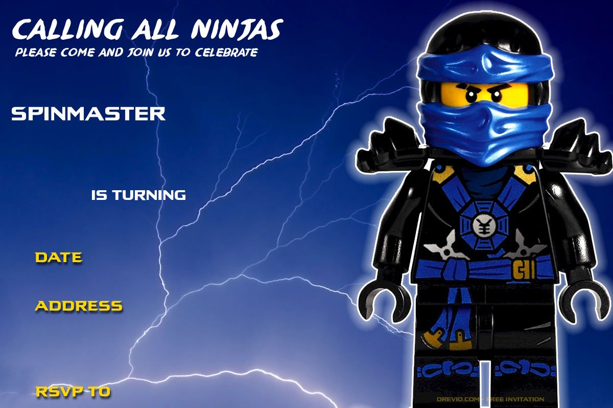 free printable lego ninjago jay walker birthday invitation