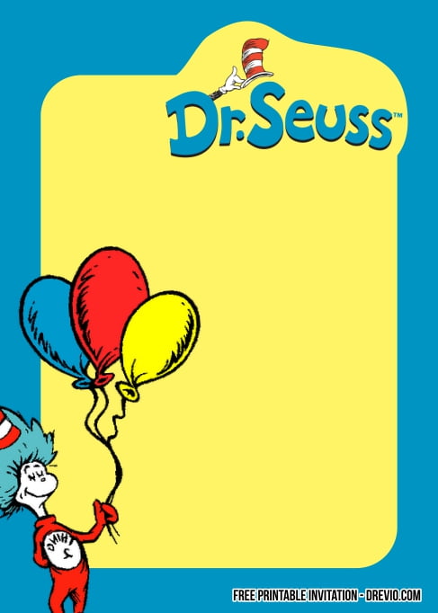 FREE Printable dr.Seuss 1st Birthday Invitation Template | Download ...