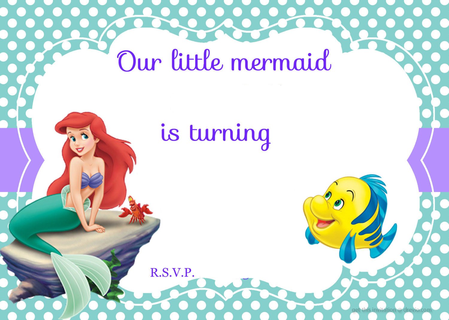 Updated! Free Printable Ariel the Little Mermaid Invitation Template