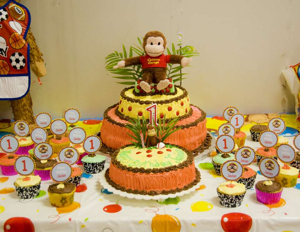 Curious George Birthday Party Ideas Cake and cupcake