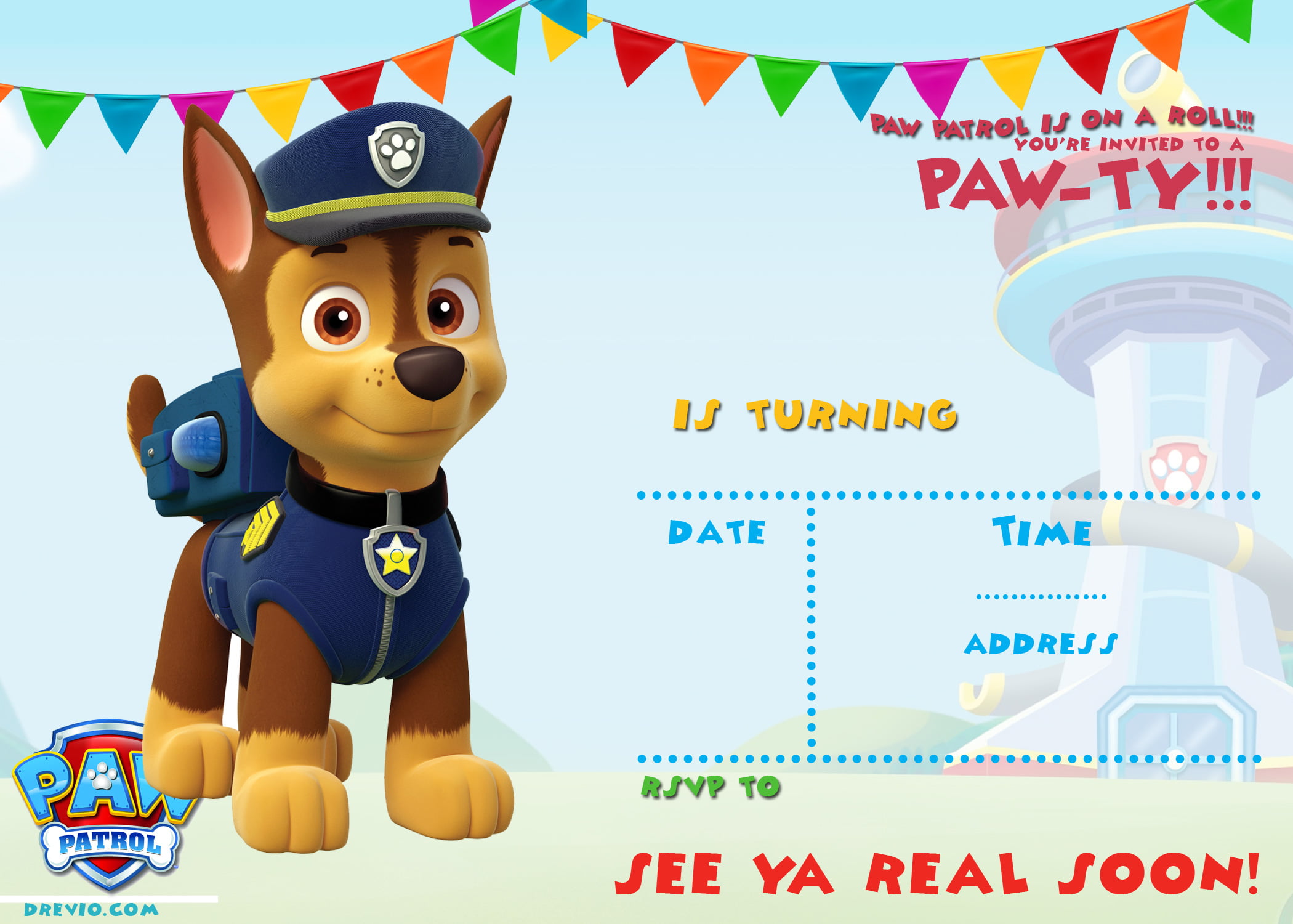Paw Patrol Birthday Invitation Template