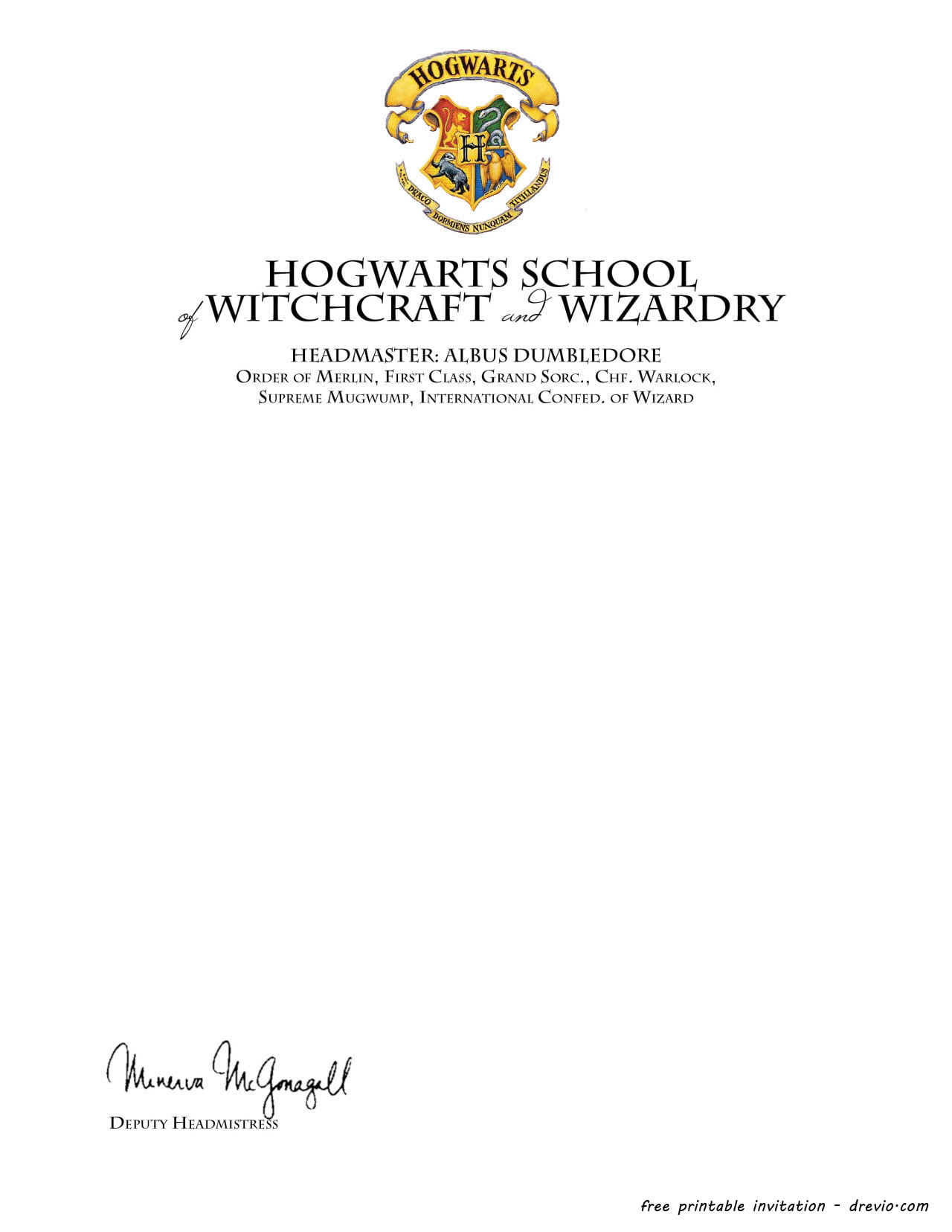 FREE Printable Harry Potter Birthday Invitations Printable Download