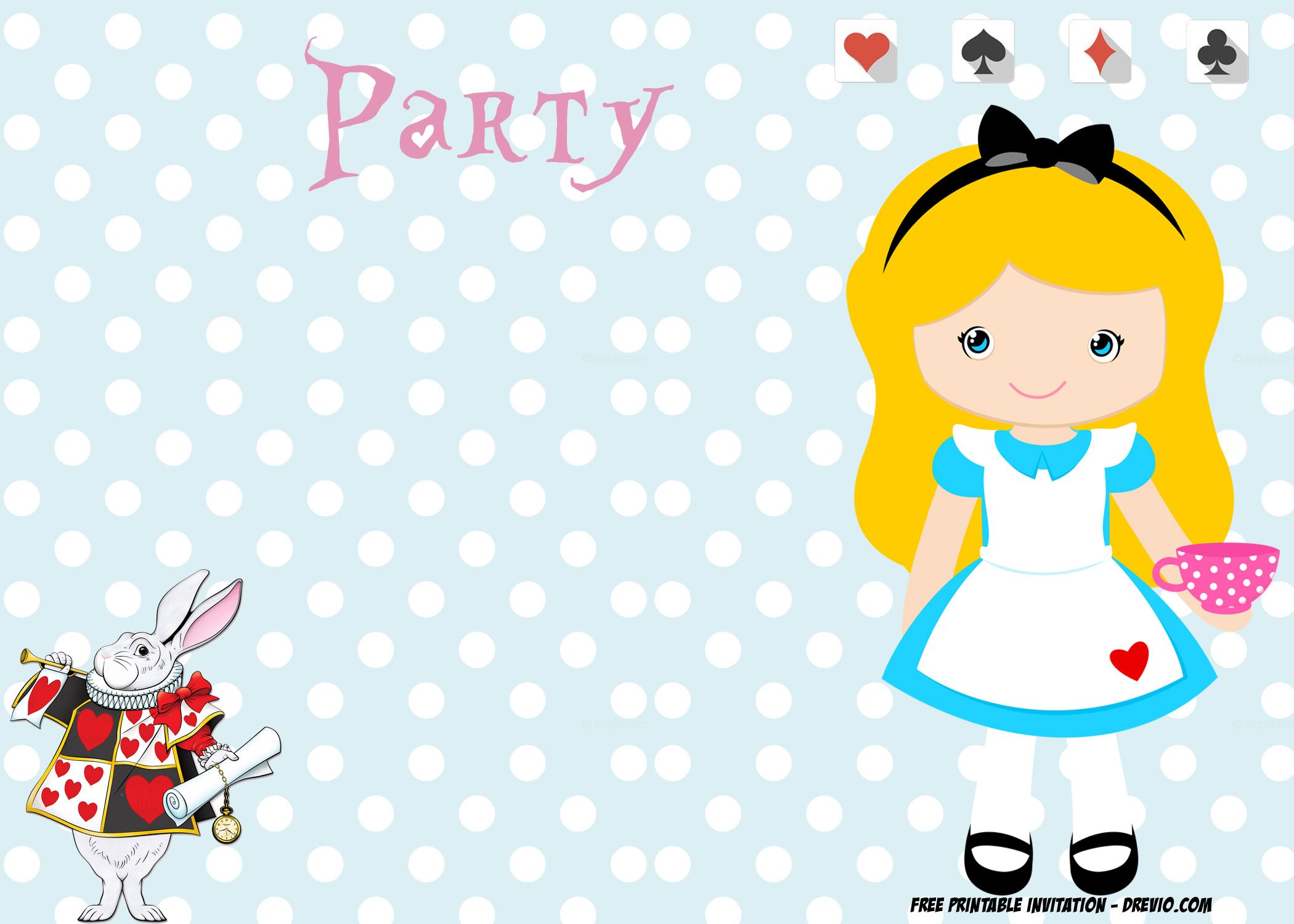 Alice In Wonderland Polka Dot Invitation Template Download Hundreds