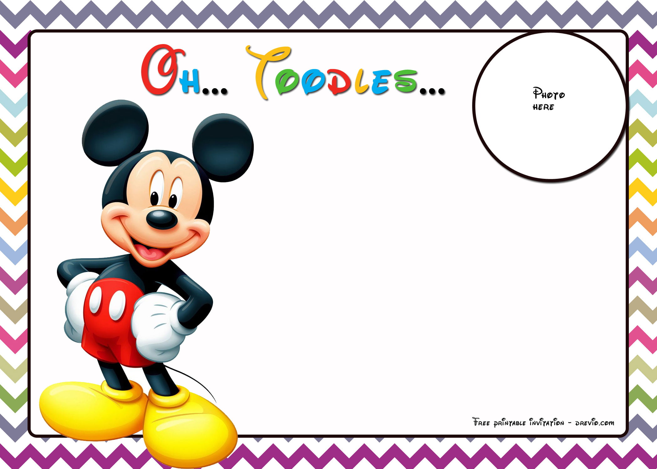 FREE Mickey Mouse Birthday Invitations Template Chevron Edition Mickey Mouse Birthday