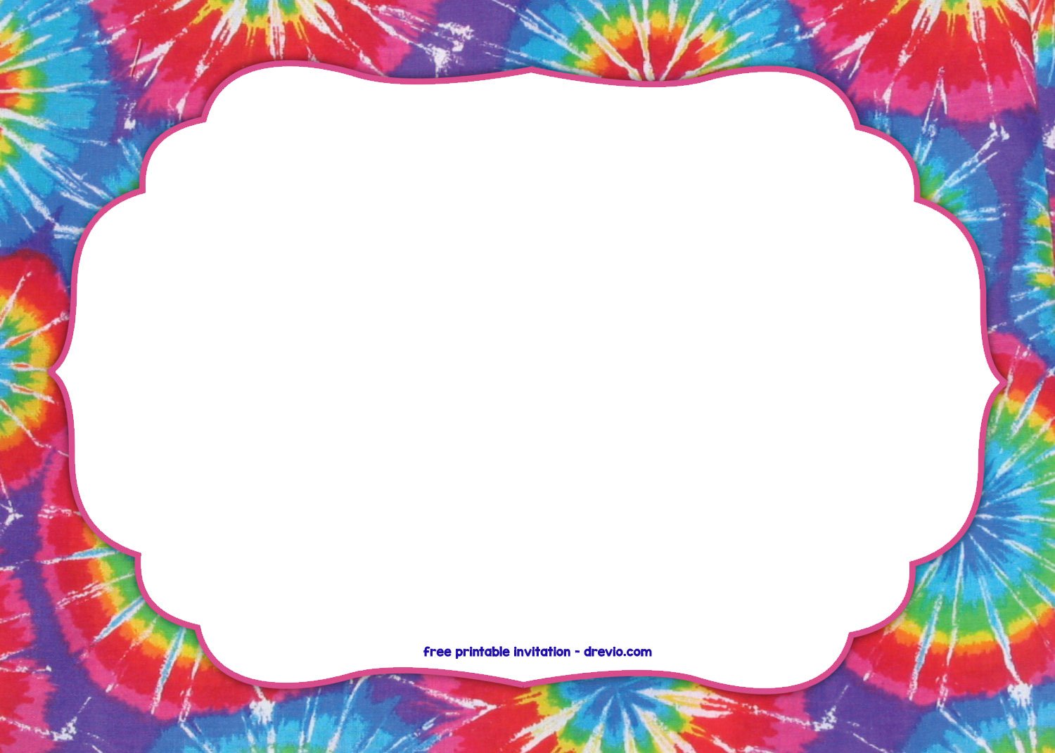 FREE Tie Dye Invitation Template DREVIO