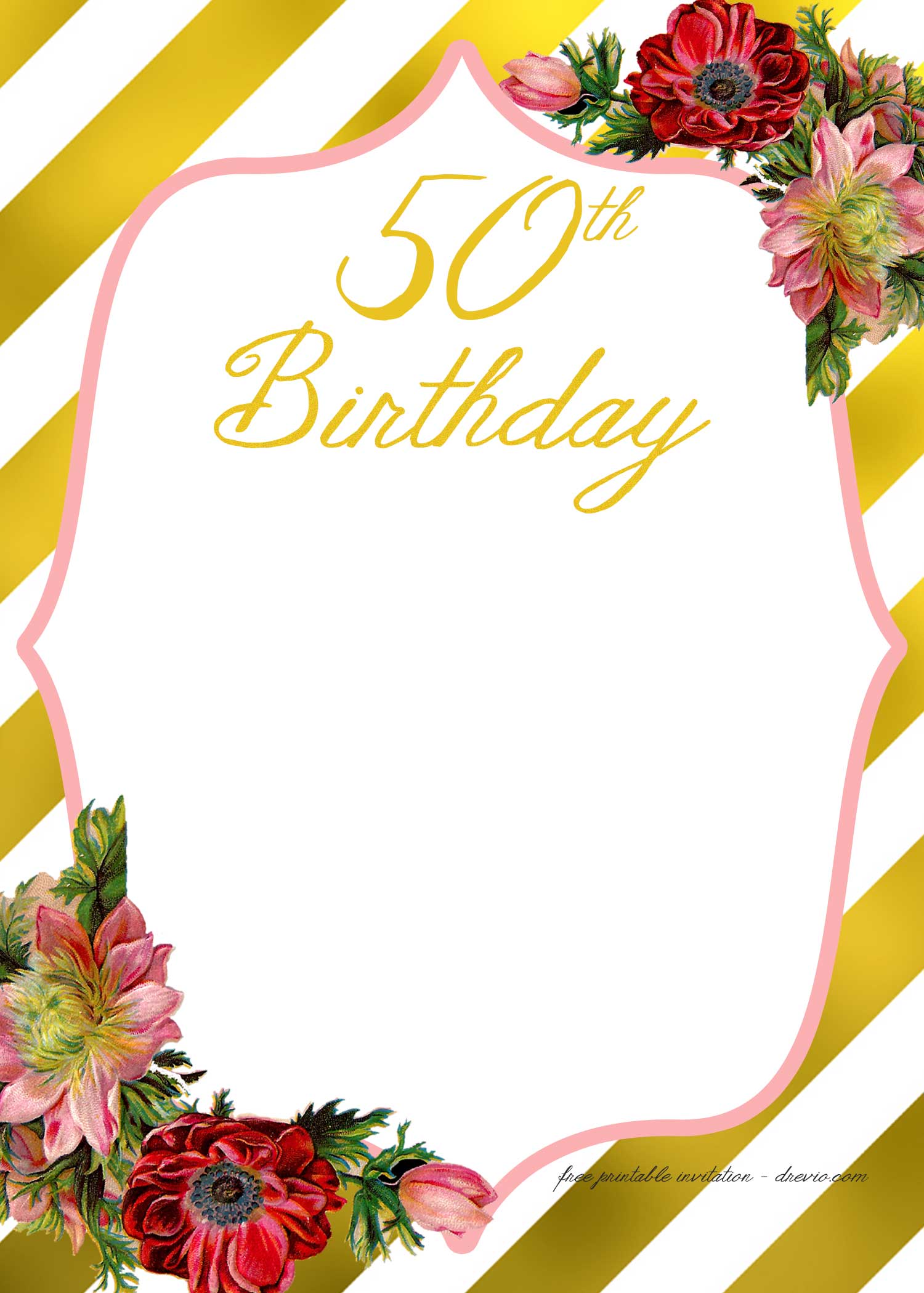 Adult Birthday Invitations Template For 50th Years Old And Up DREVIO