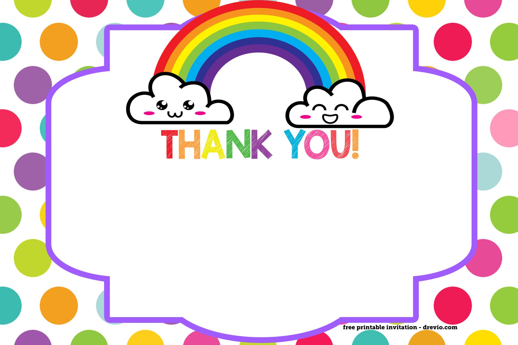 Thank You Rainbow Printable Template Cards