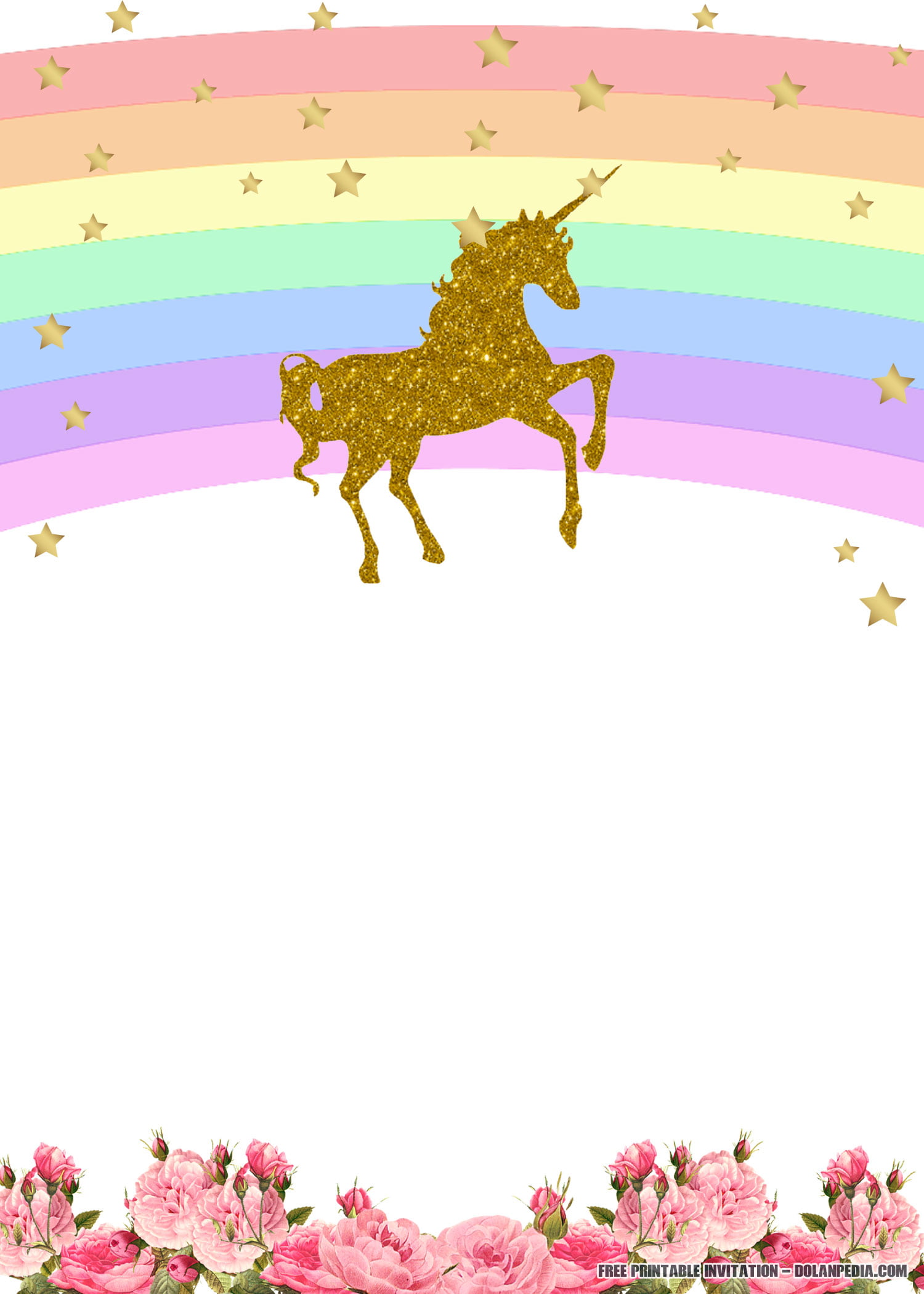 FREE Printable Golden Unicorn Birthday Invitation Template Download 