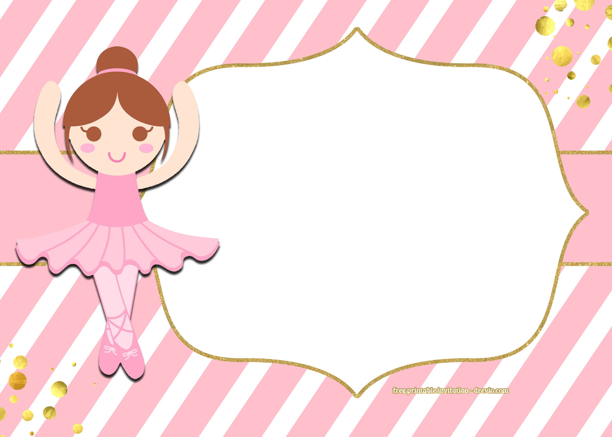 FREE Golden Ballerina Birthday Invitation Templates DREVIO