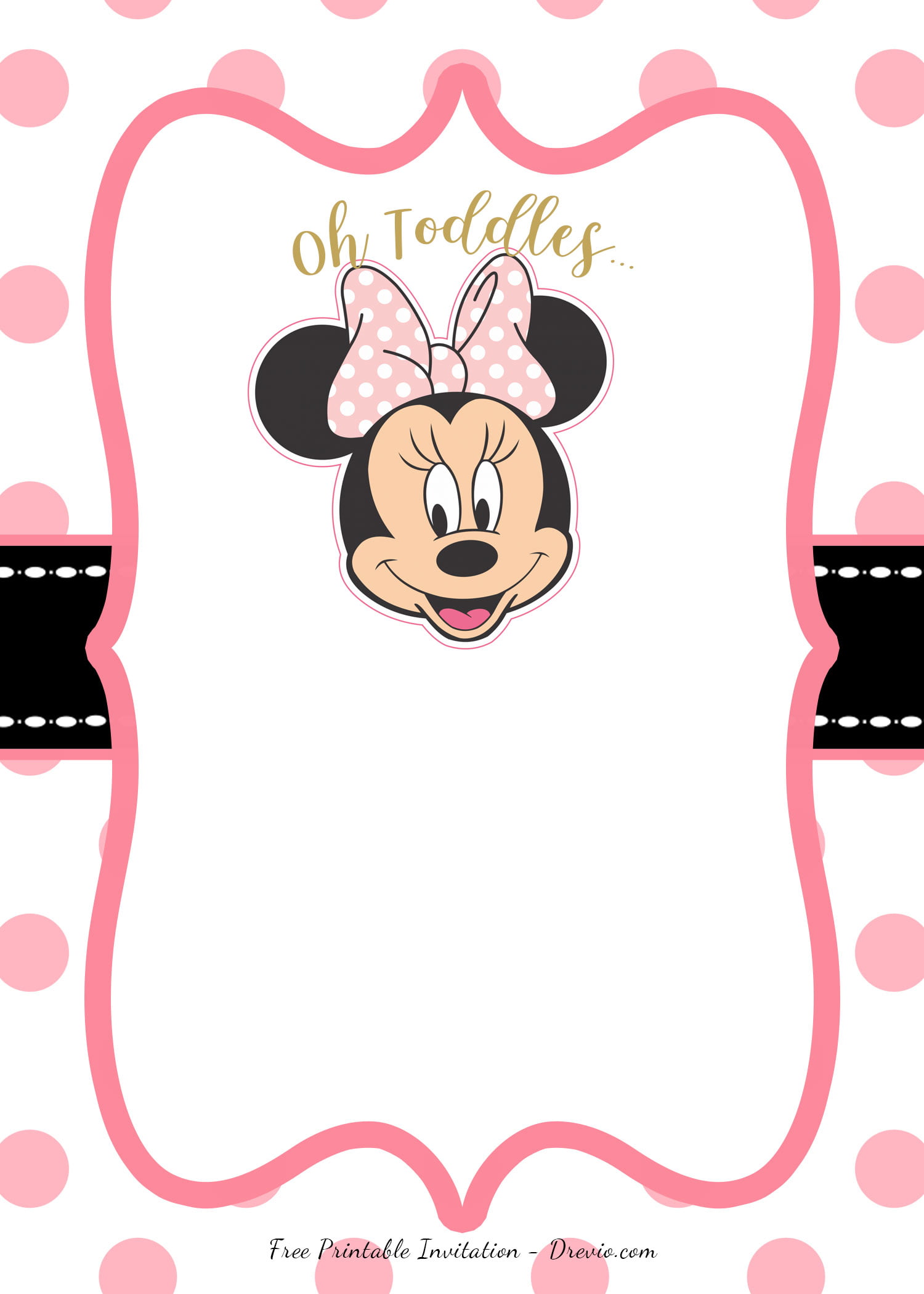 FREE Pink Minnie Mouse Birthday Party DIY Printable Invitation DREVIO