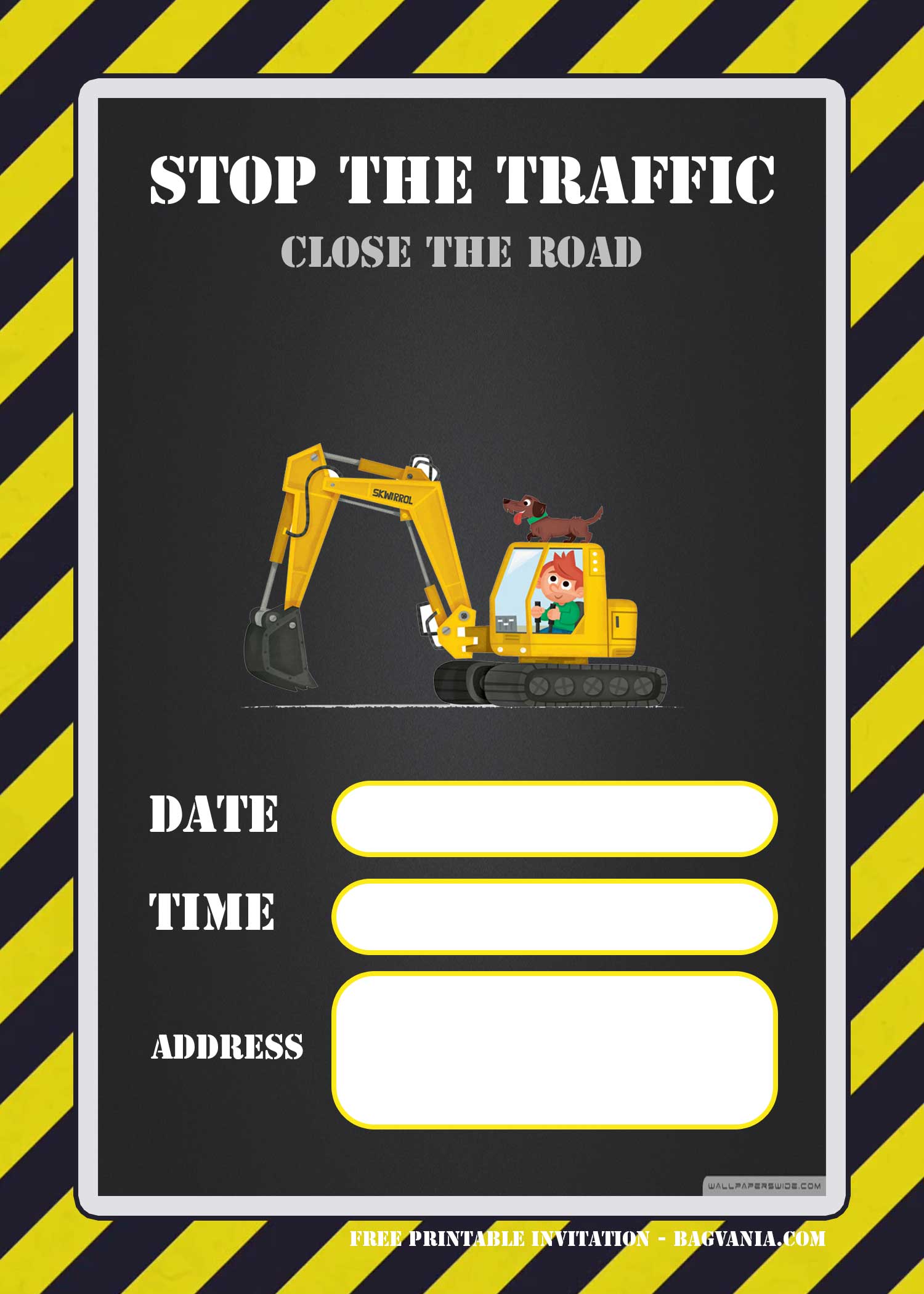 FREE Printable Construction Invitation Templates Download Hundreds