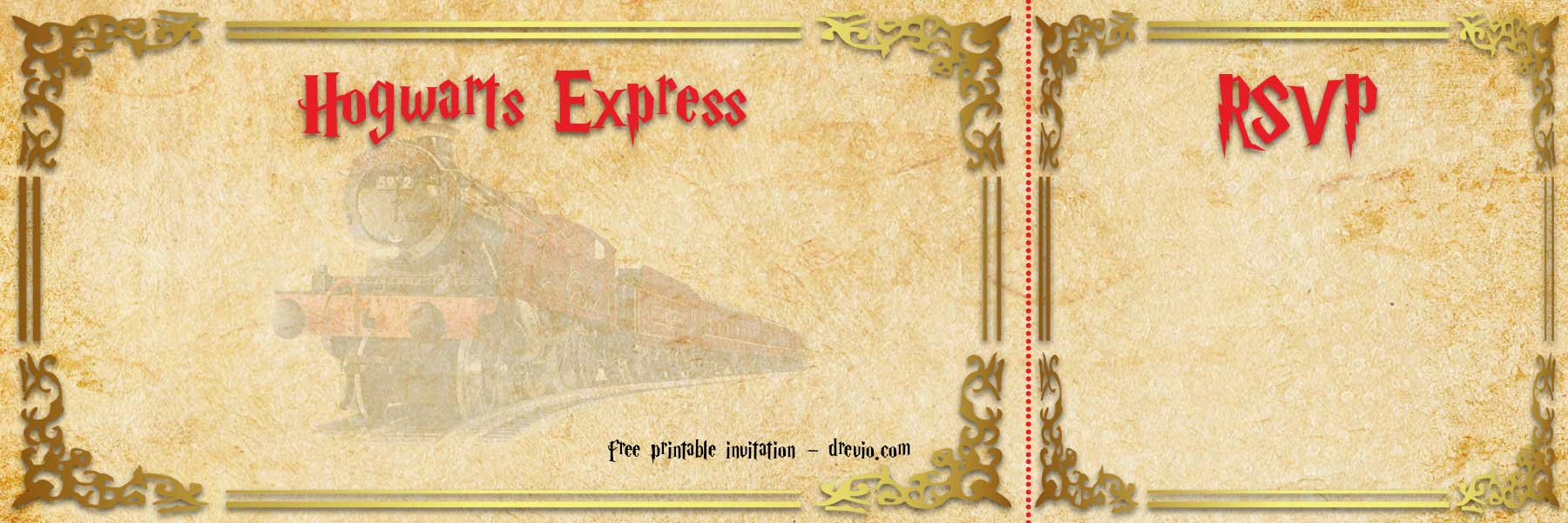 FREE Printable Hogwarts Express Ticket Invitation Template FREE