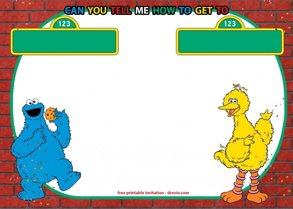 FREE Sesame Street Invitation Template for Twins! DREVIO