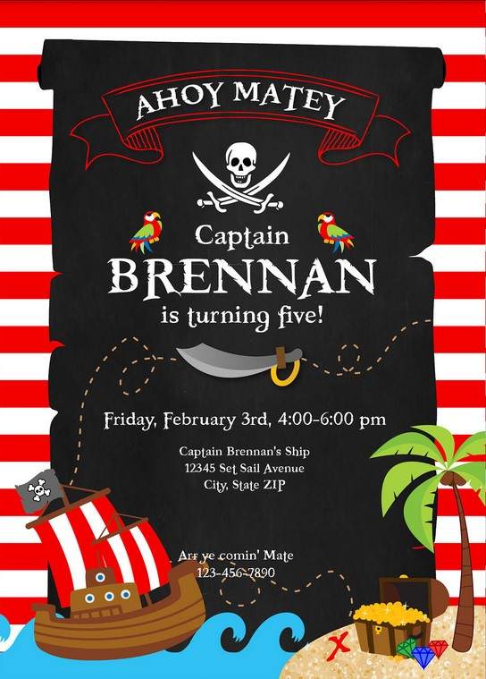 FREE Printable Pirate Party Invitations Template DREVIO