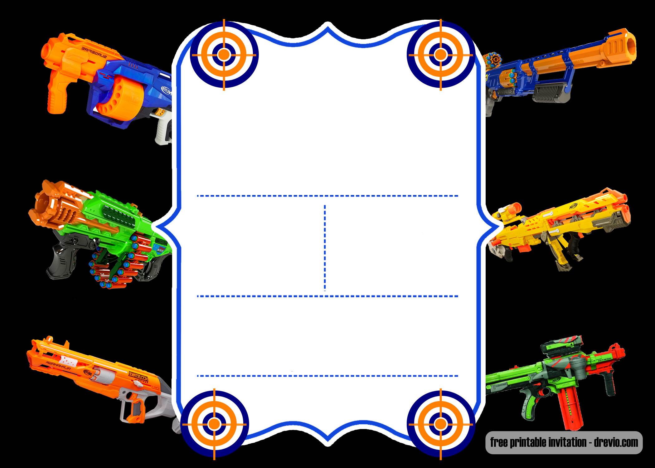 FREE Printable Nerf Invitation Template New Version Download 