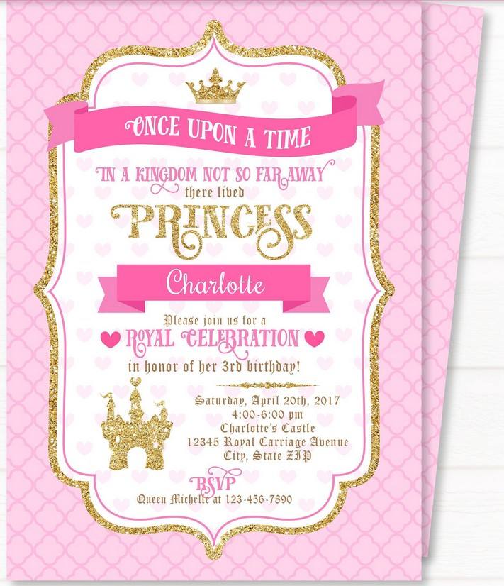 FREE Printable Royal Princess Party Invitation Templates Download 