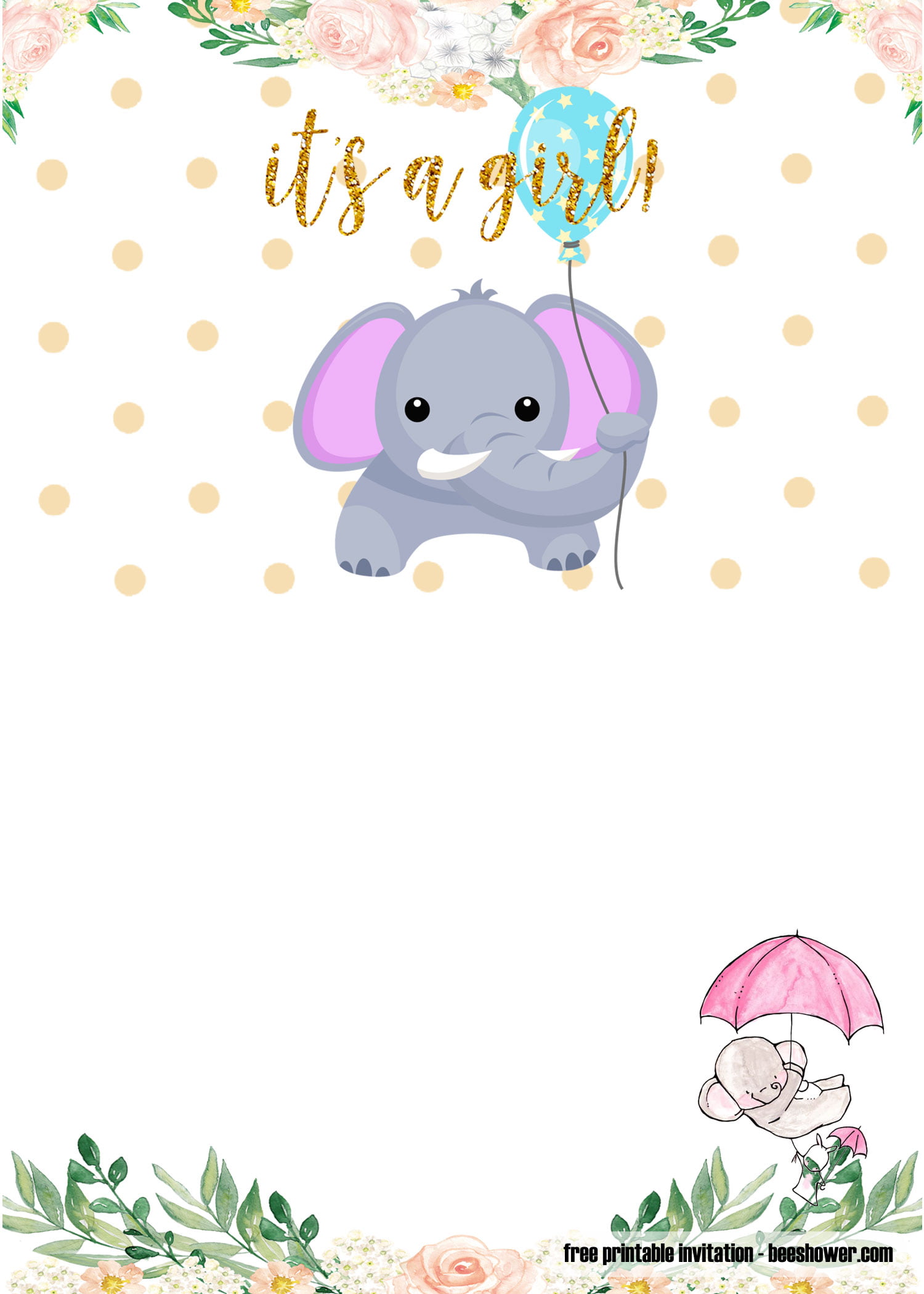 free elephant baby shower invitations