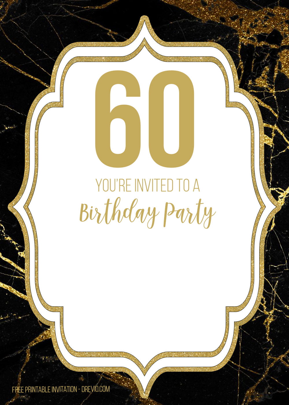 FREE Printable Black and Gold 60th Birthday Invitation Templates Download Hundreds FREE