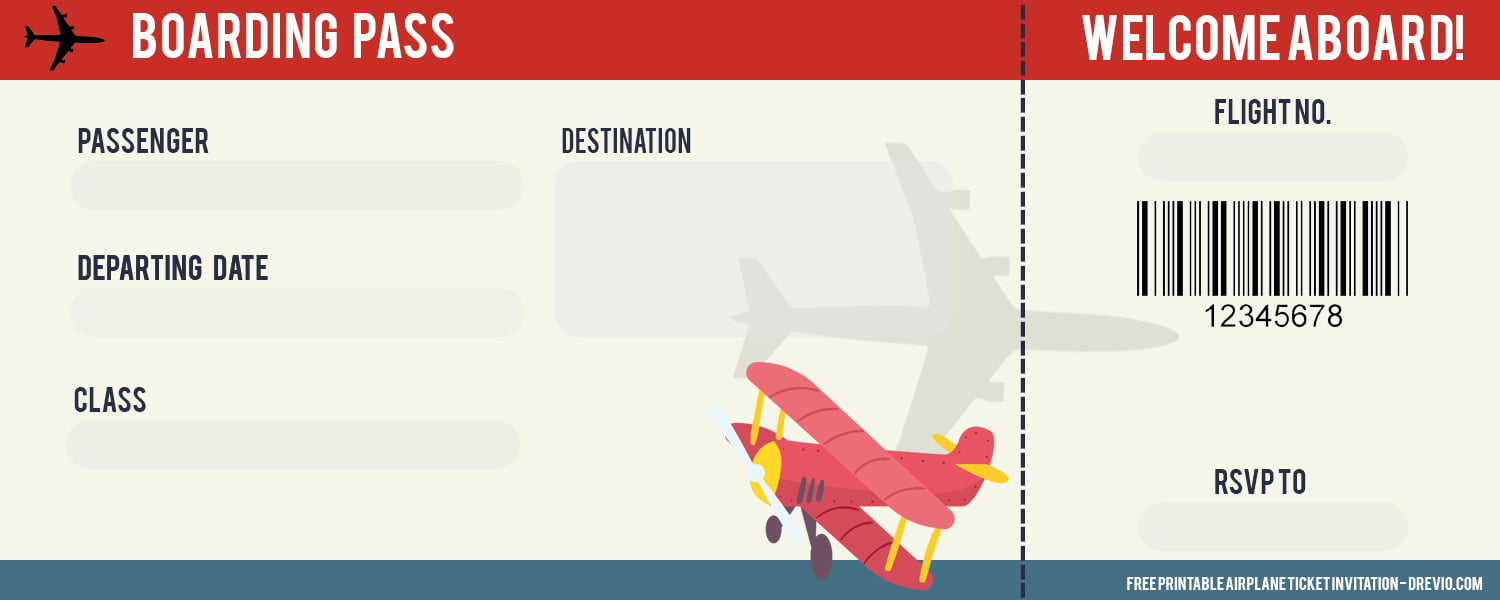 FREE Airplane Ticket Birthday Invitation Templates DREVIO