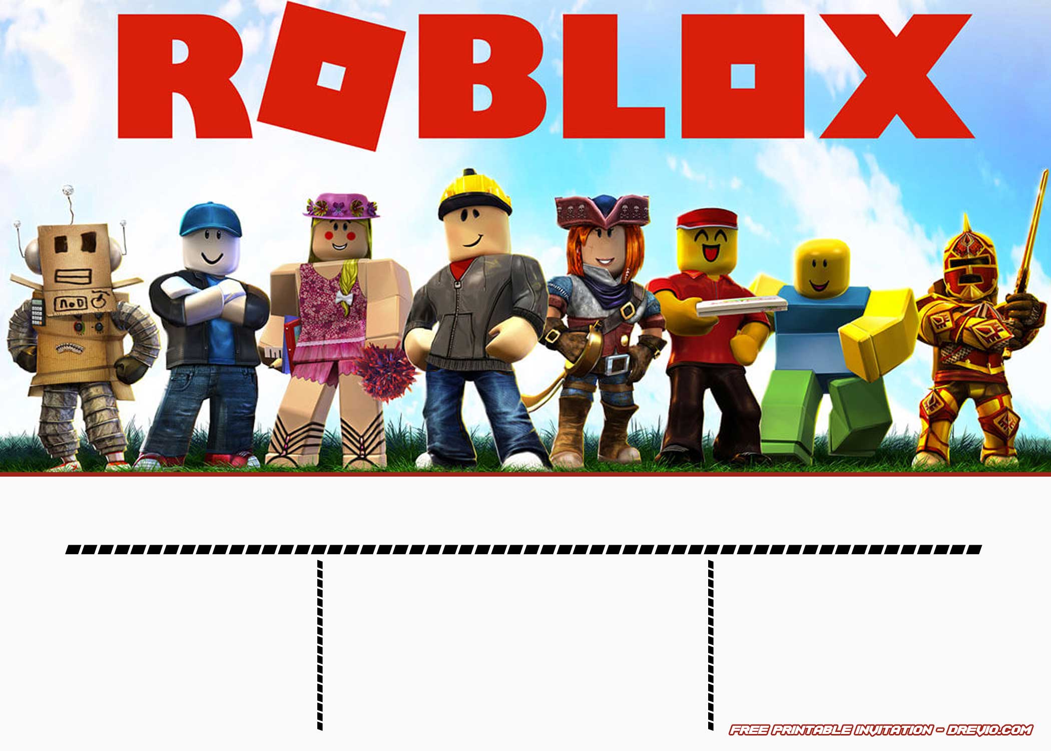 Free Printable Roblox Invitation Templates Drevio - free roblox pictures to print