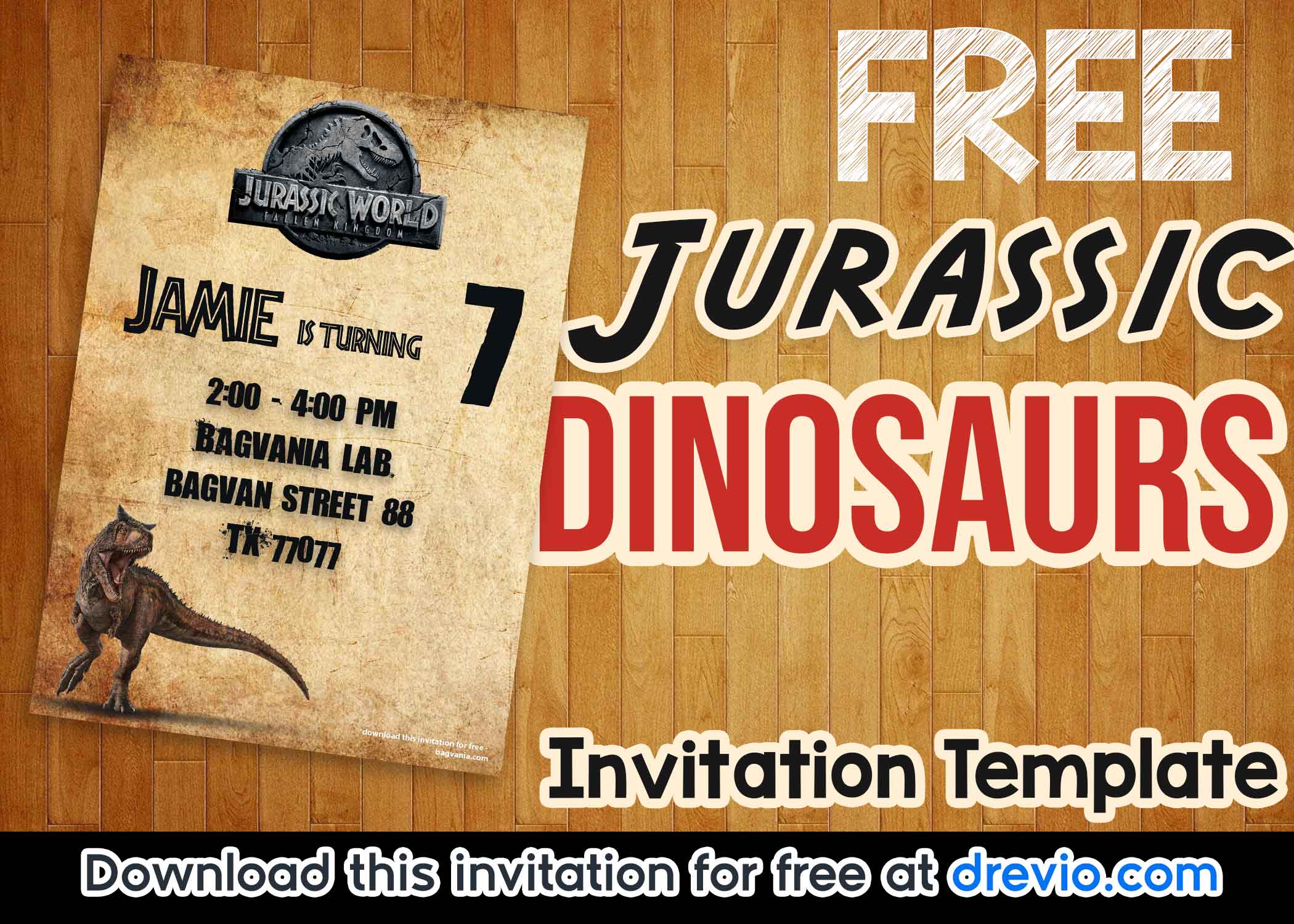 FREE Jurassic Park Dinosaurs Vintage Invitation Templates FREE 