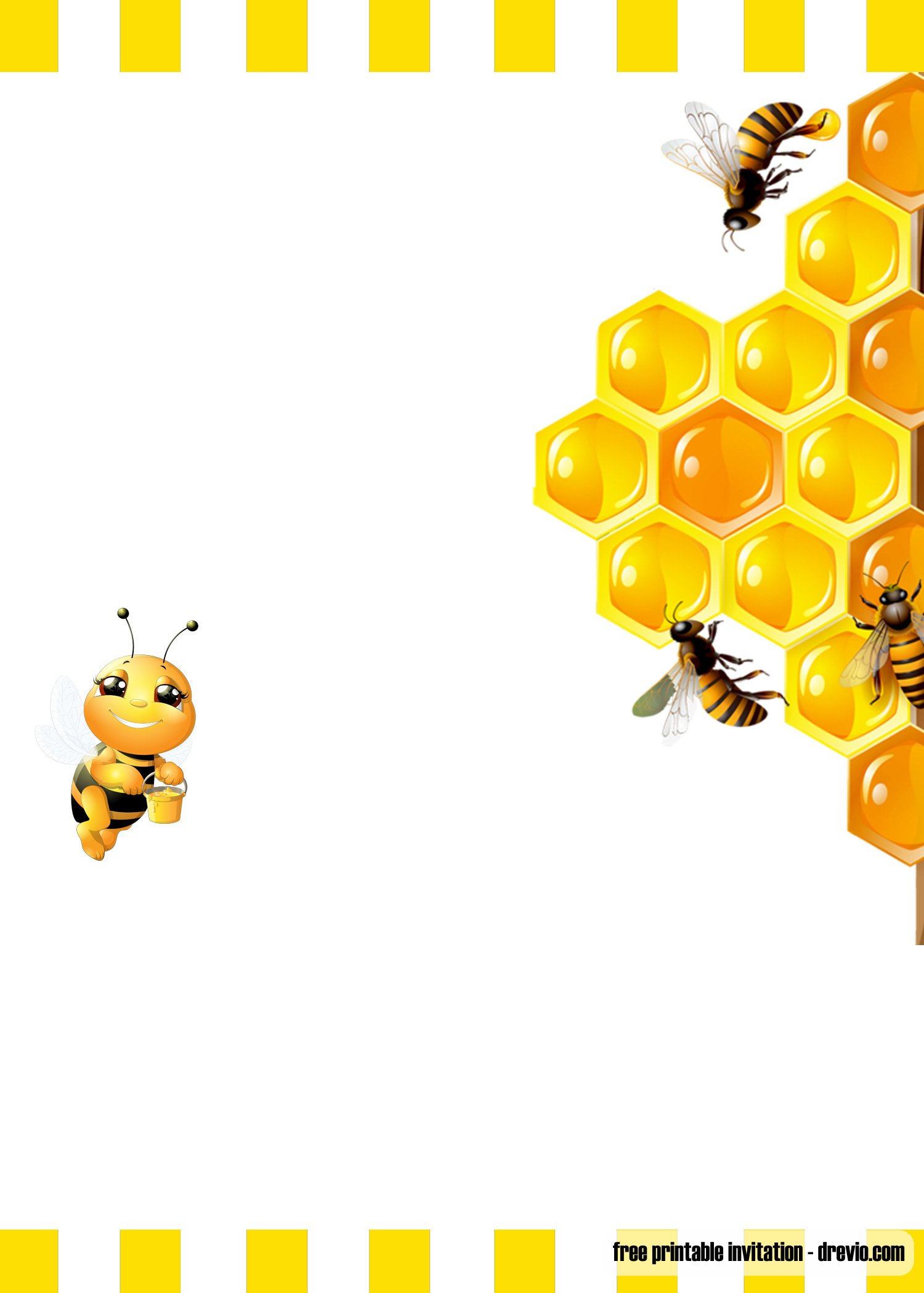 Blank Bee Invitation Template Free
