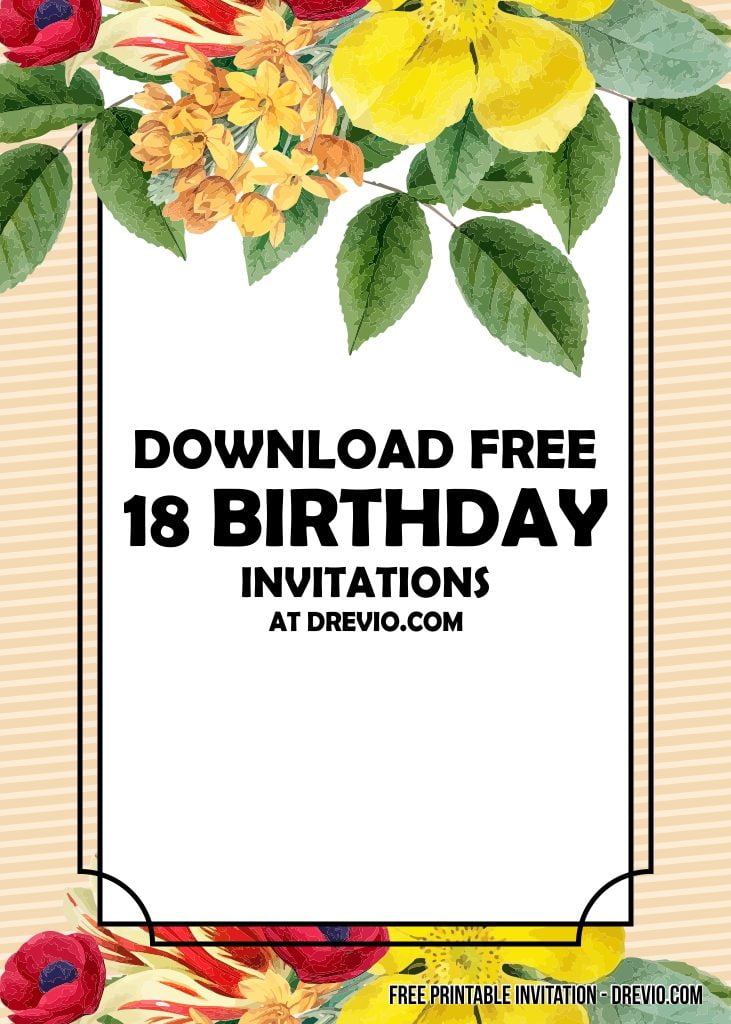  FREE Printable 18th Birthday Invitation Templates DREVIO